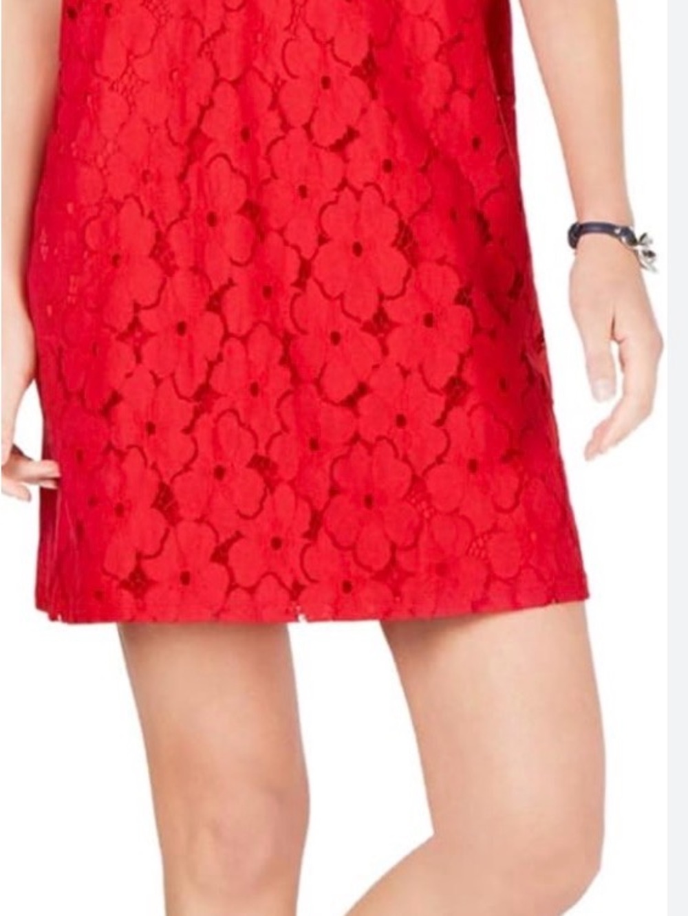Tommy Hilfiger Red Lace V-Neck Sleeveless Dress - Picture 4 of 4